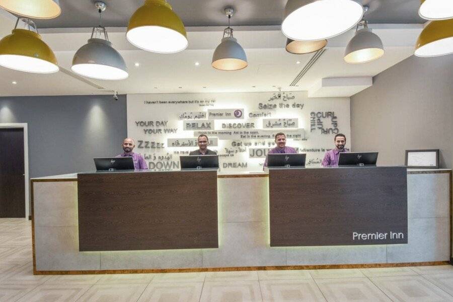 Premier Inn International Airport front desk, lobby, 