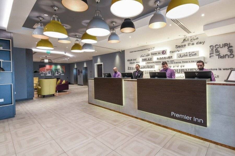 Premier Inn International Airport lobby,front desk,