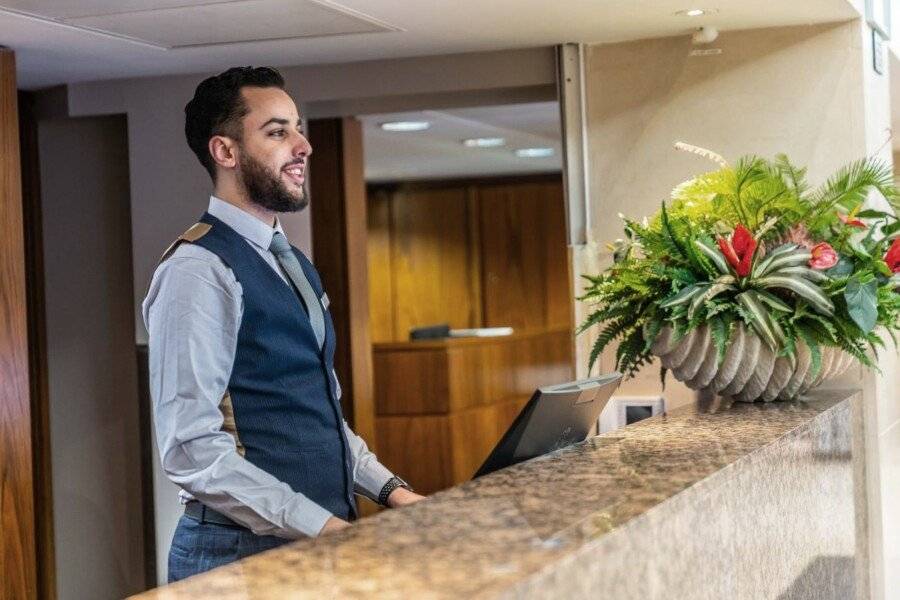 Central Park Hotel front desk, lobby, 