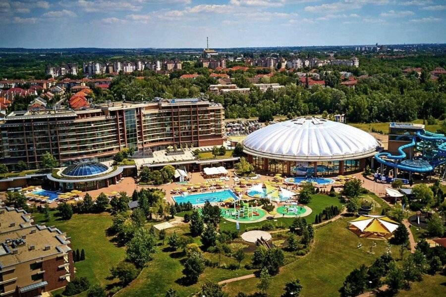 Aquaworld Resort facade, outdoor pool, garden