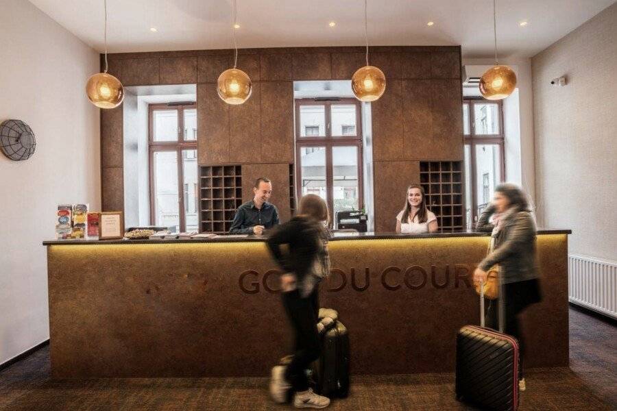 Gozsdu Court front desk, lobby, 