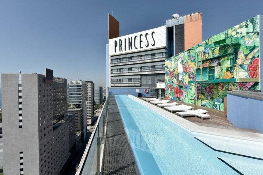 Barcelona Princess rooftop pool,ocean view,hotel facade