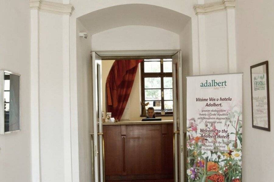 Adalbert Ecohotel lobby, front desk, 