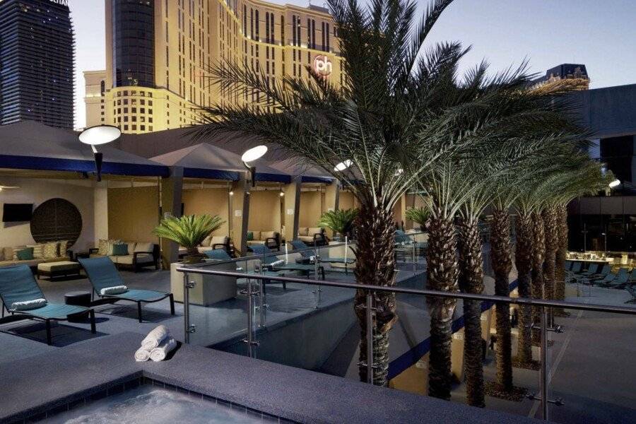 Hilton Grand Vacations Club Elara Center Strip Las Vegas rooftop pool,spa,hotel facade