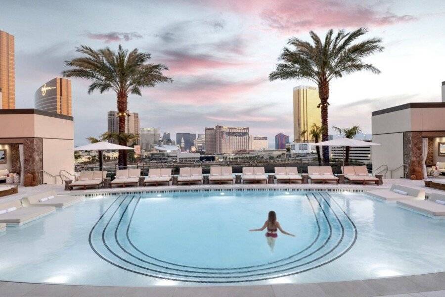 Las Vegas Hilton At Resorts World rooftop pool, outdoor pool, spa, ocean view