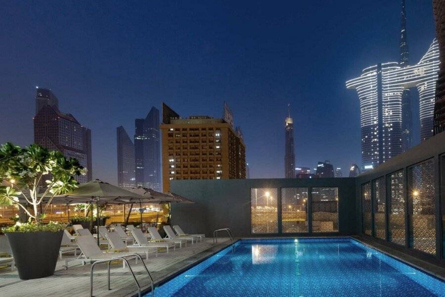 Rove City Walk rooftop pool, outdoor pool, hotel facade