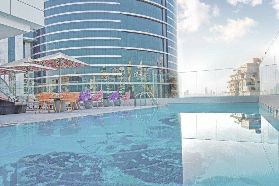 Premier Inn Barsha Heights rooftop pool,hotel facade