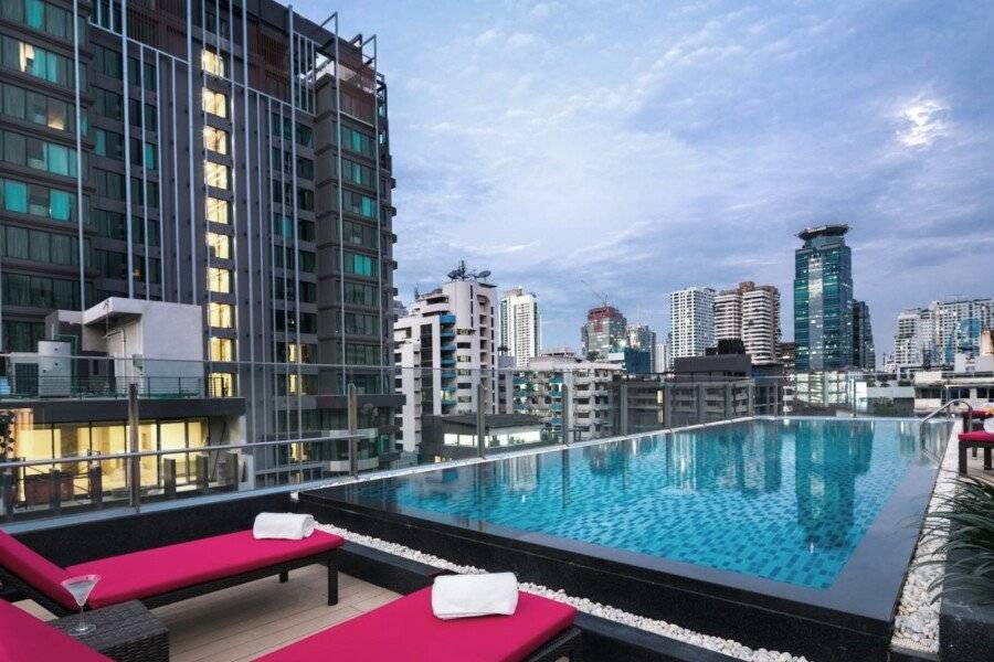 Travelodge Sukhumvit 11 rooftop pool, outdoor pool, hotel facade, ocean view