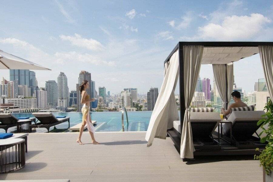 Bangkok Marriott Hotel The Surawongse rooftop pool,ocean view