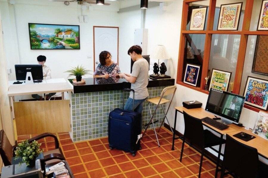 Greenery Hostel lobby, front desk