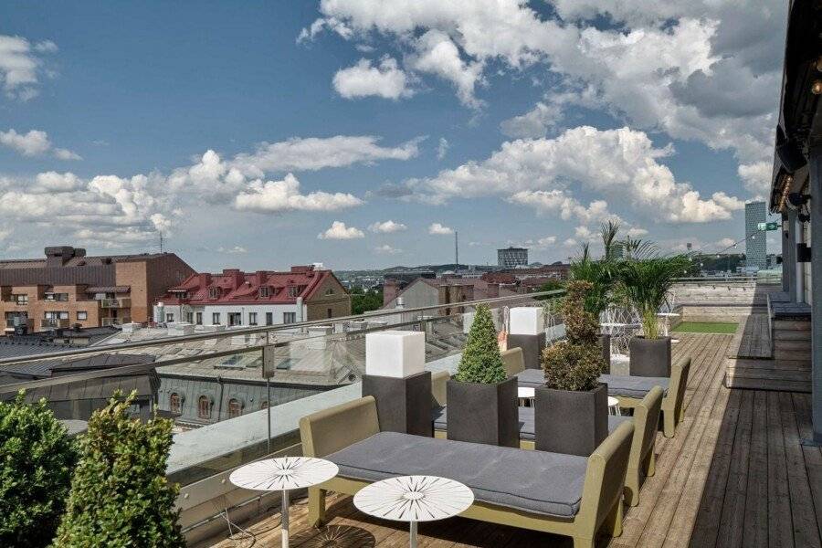 Scandic Rubinen rooftop pool, balcony, garden