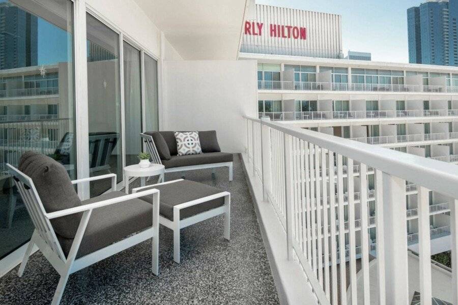 The Beverly Hilton balcony,hotel facade