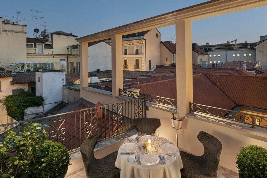 Mandarin Oriental, Milan balcony, restaurant, outdoor pool