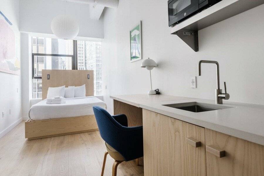 Placemakr Wall Street hotel bedroom,kitchen