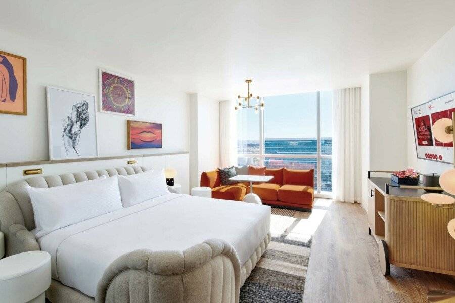 Virgin Hotels, Curio Collection by Hilton hotel bedroom,ocean view