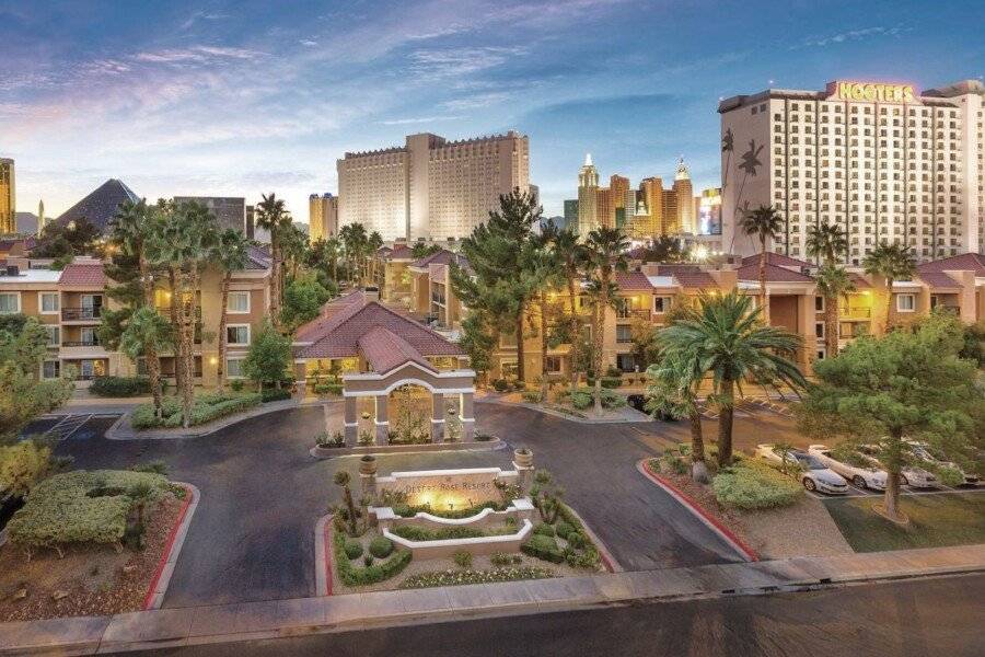 Desert Rose Resort facade, garden