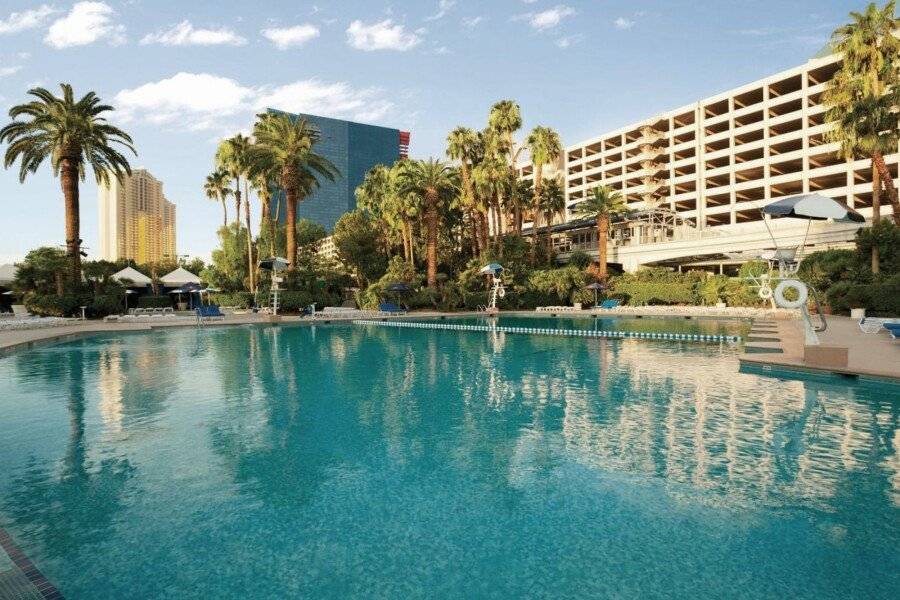 Horseshoe Las Vegas formerly Bally's outdoor pool,hotel facade