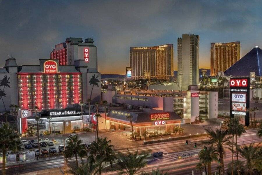 OYO Hotel and Casino Las Vegas facade,restaurant,bar