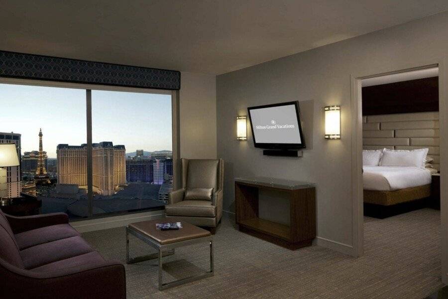 Hilton Grand Vacations Club Elara Center Strip Las Vegas hotel bedroom,ocean view