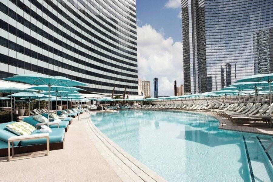 Vdara Hotel & Spa at ARIA Las Vegas outdoor pool,hotel facade