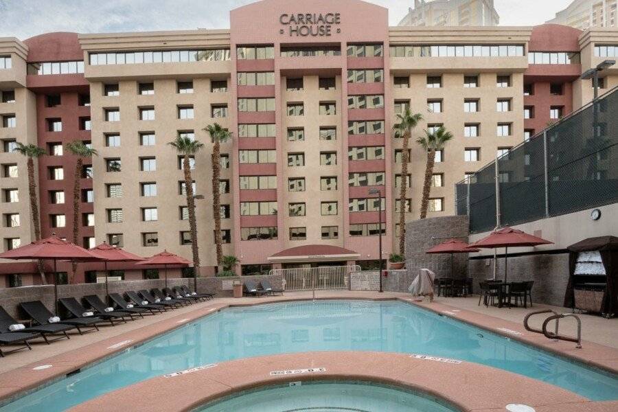 The Carriage House facade,outdoor pool