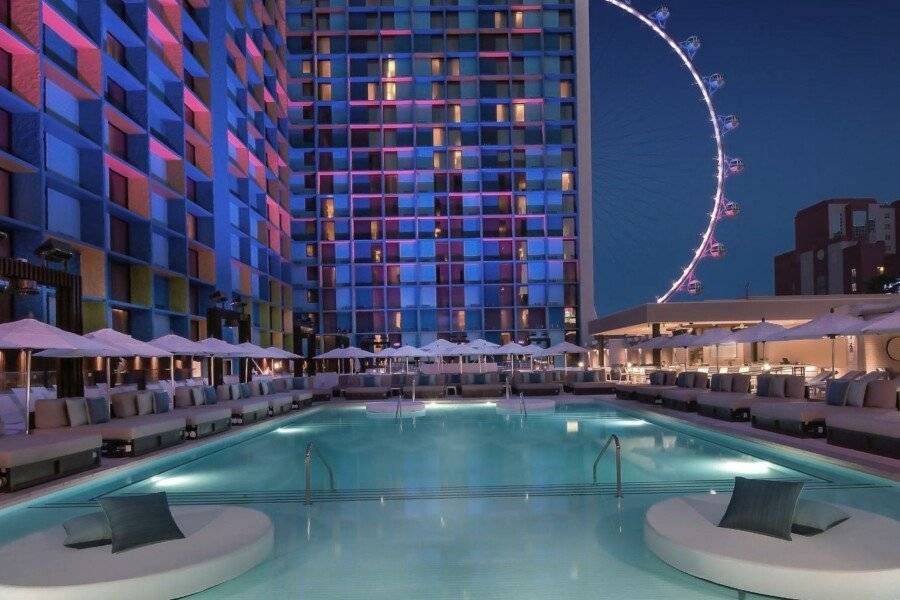 The LINQ Hotel and Casino outdoor pool,hotel facade