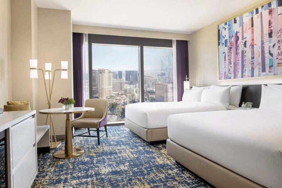 Las Vegas Hilton At Resorts World hotel bedroom,ocean view