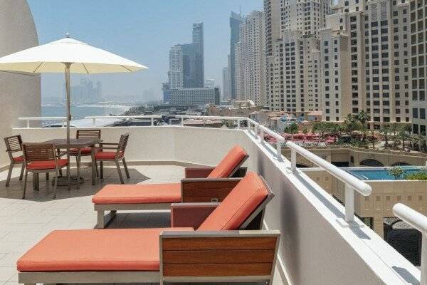 Club King JBR View Room with Balcony - Including Lounge Access with Afternoon Tea, Evening Cocktail Hours, Soft Refreshments & Canapes, Private beach Access